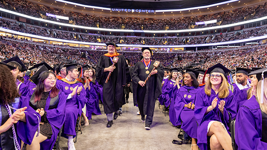 faculty walking during processions
