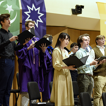 students sing in a choir