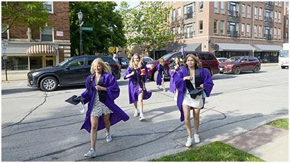 students on their way to stadium