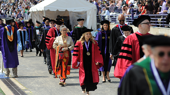 faculty walking during processions