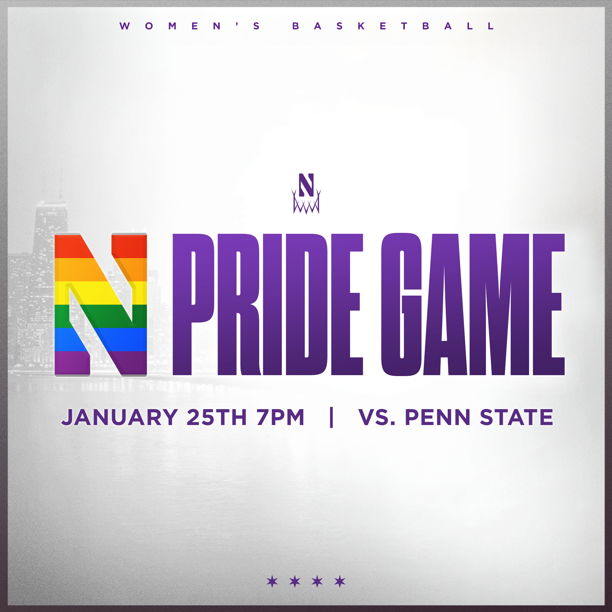 Pride Game Jan 25th 7pm in purple on a white background