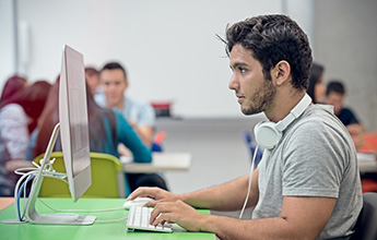 student at computer