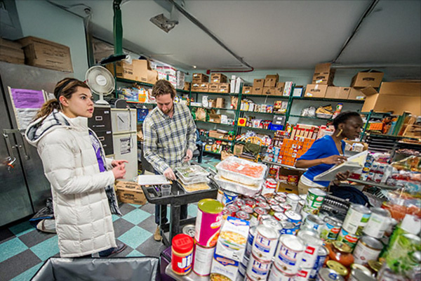 students working in a pantry kitchen