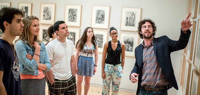 Picture of students inside of the Block Museum