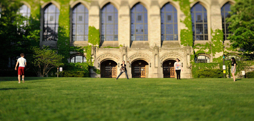 Students playing frisbee