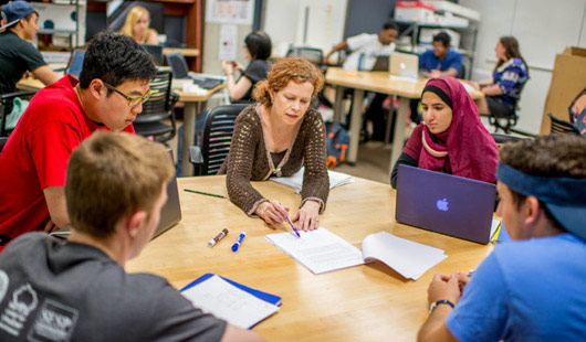 Teacher and students