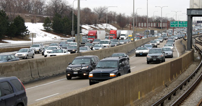 Picture of the freeway and people driving