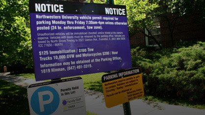 Picture of a Northwestern Parking Sign