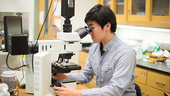 Picture of Spencer working in a lab