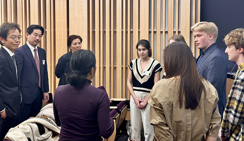 Consul General of Japan in Chicago Jun Yanagi speaking to a group of Northwestern students.
