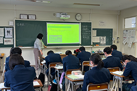 A biology classroom at Tajima High School in Minamiaizu