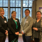 Some Northwestern employees pose with Dévora Grynspan, Vice President for International Relations