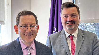 Northwestern President Michael Schill with German Consul General Michael Ahrens