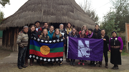 The NU in Chile 2014 group with the Mapuche flag