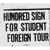 Daily Northwestern Newspaper Headline: Hundreds Sign For Student Foreign Tour