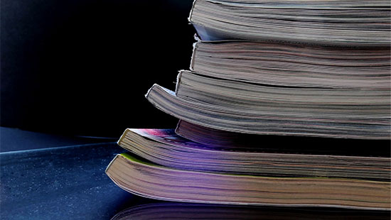 Stack of journals.