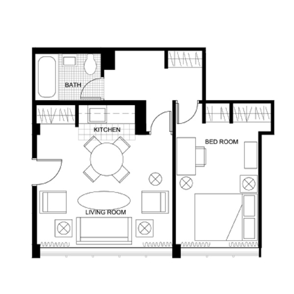 Garrett Place one bedroom layout