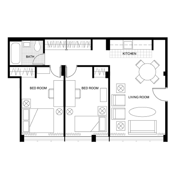 Garrett Place two bedroom layout