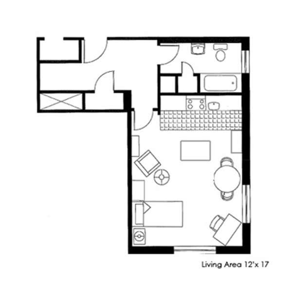 McManus efficiency studio floor plan 1