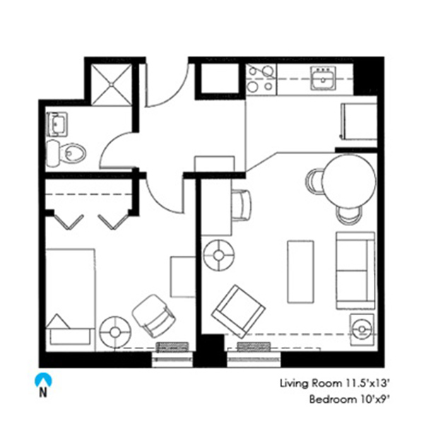 Engelhart one bedroom single layout