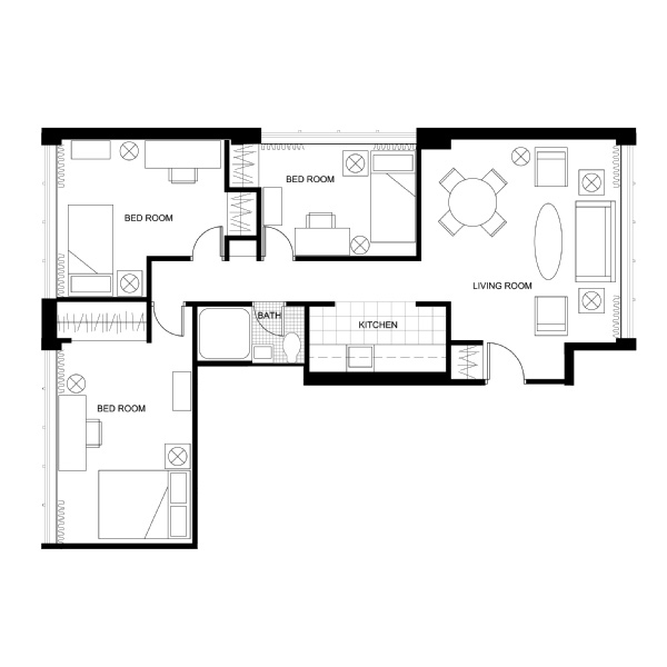 Garrett Place three bedroom layout