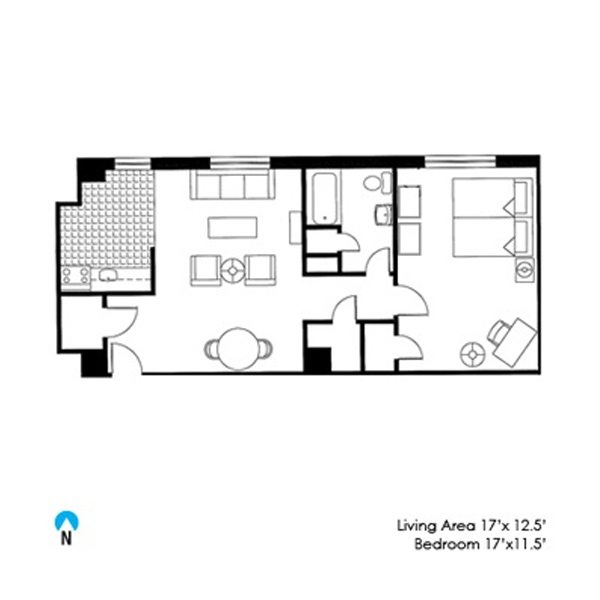 McManus one bedroom floor plan 2 (E1)
