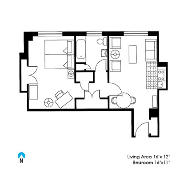 McManus one bedroom floor plan 4 (E3)