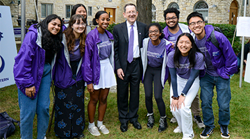 president with student staff
