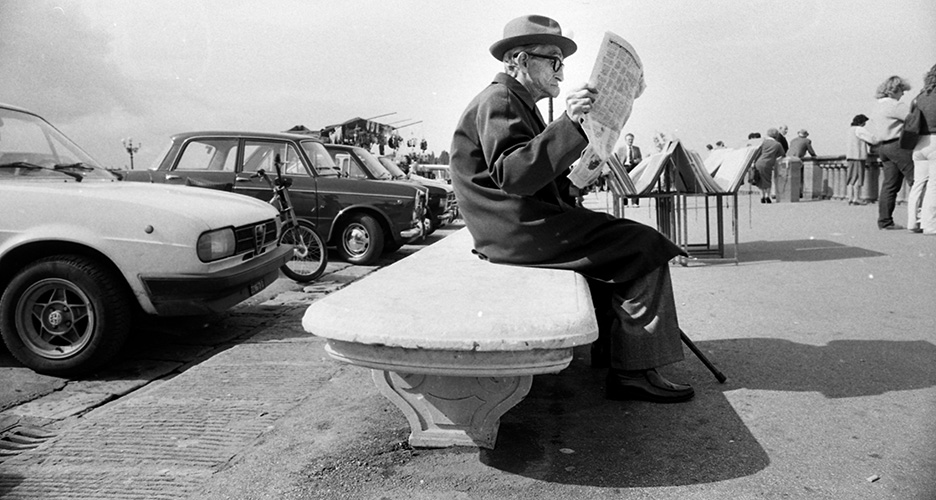 Man with a newspaper