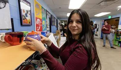 female student working