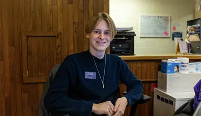 student in the office