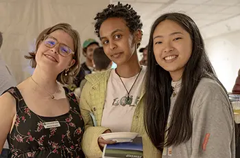 students at exhibit