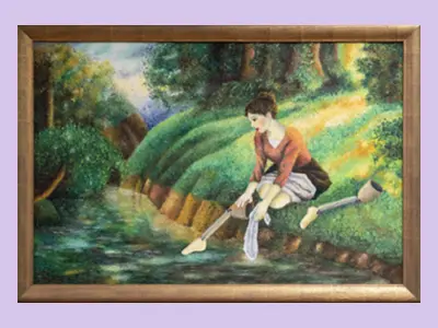 Woman Bathing Her Feet In a Brook artwork