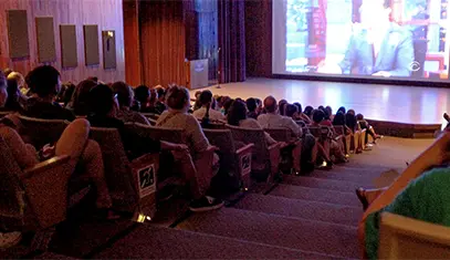 space with the stage and the audience