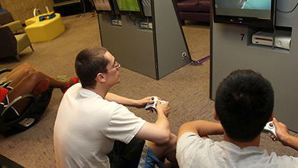 Students playing video games