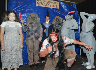 students dressed up in halloween costumes