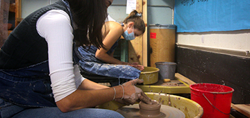 students working at table