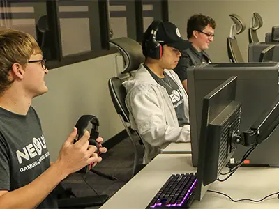 students playing computer games
