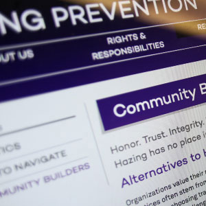Screenshot of the Hazing Prevention website
