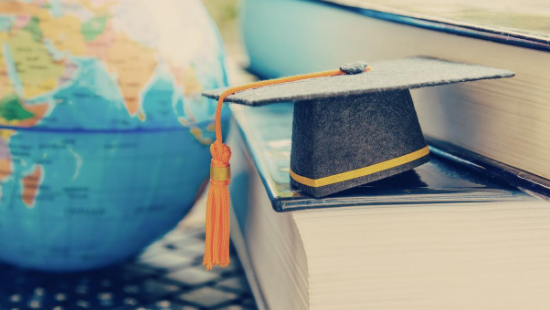 globe and books