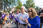 Welcoming new students at the annual "March Through the Arch," a tradition that kicks off Wildcat Welcome.