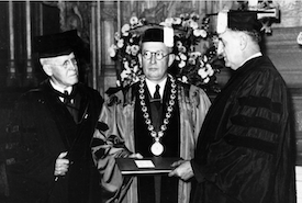 President Snyder (center) during his inauguration ceremony.