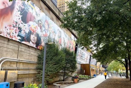 mural along river