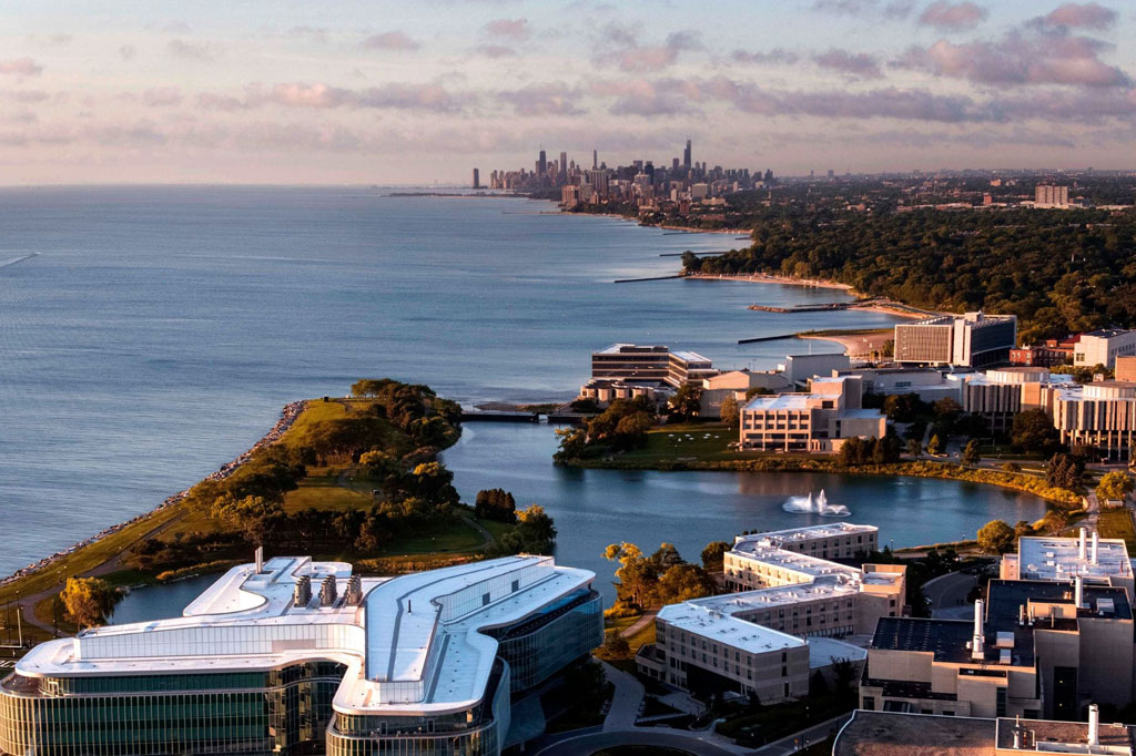 aerial view of northwestern campus