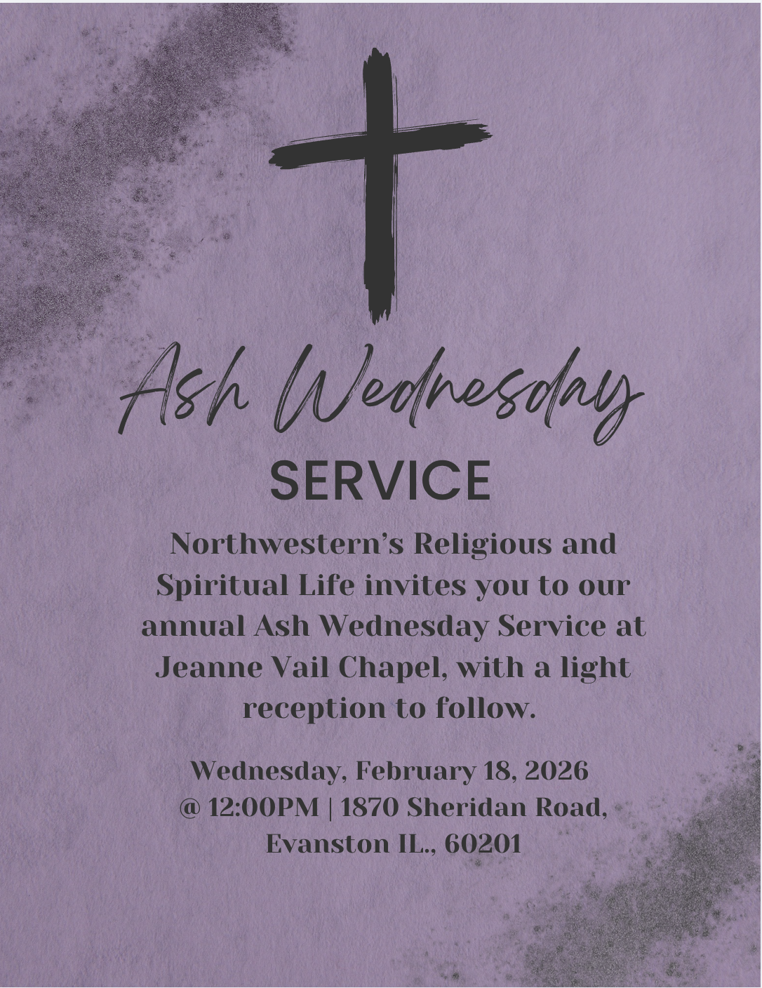 Annual Ash Wednesday Celebration