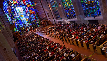 Alice Millar Chapel with congregation