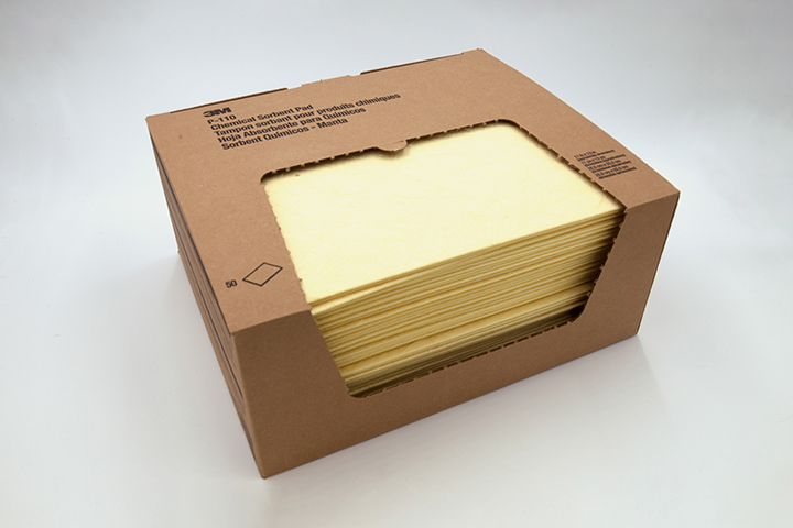 Brown cardboard box of absorbent pads