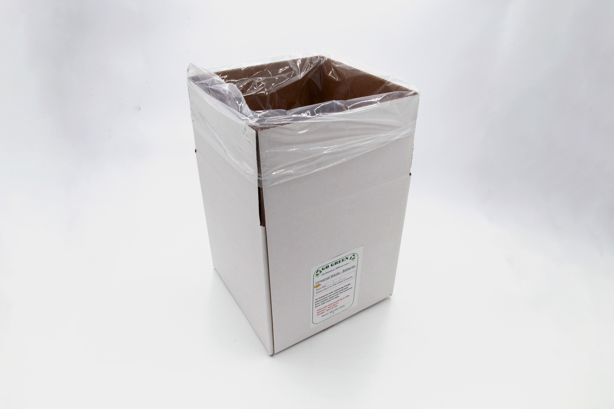 White cardboard box for recycling batteries