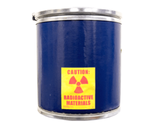 blue radiological waste drum