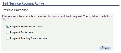 request instructor access screen